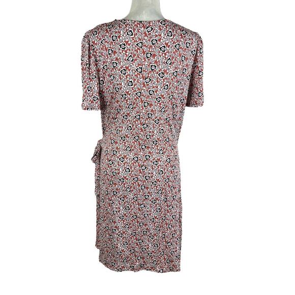 Boden Knot Front Jersey Casual Dress in Tomato Clover Swirl Size US 14 R - Picture 4 of 7